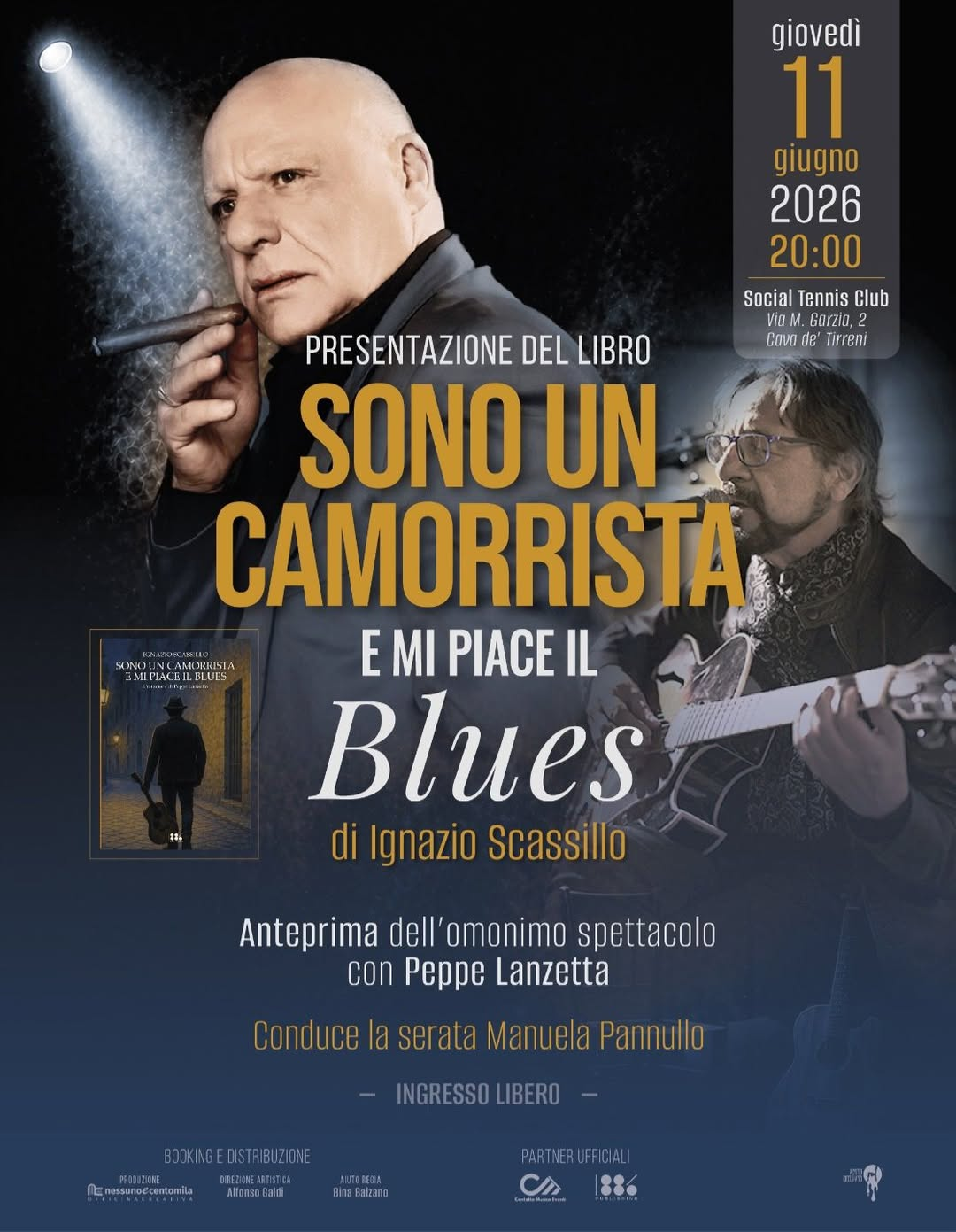 Locandina: Sono un camorrista e mi piace il blues · Presentazione e anteprima · 11 giugno 2026 · ore 20:00