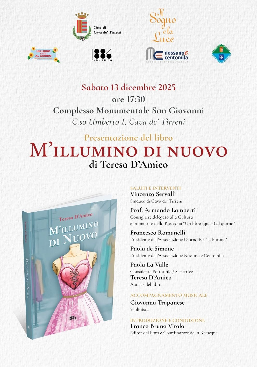 Locandina: M’illumino di nuovo · Teresa D’Amico · 13 dicembre 2025 · ore 17:30