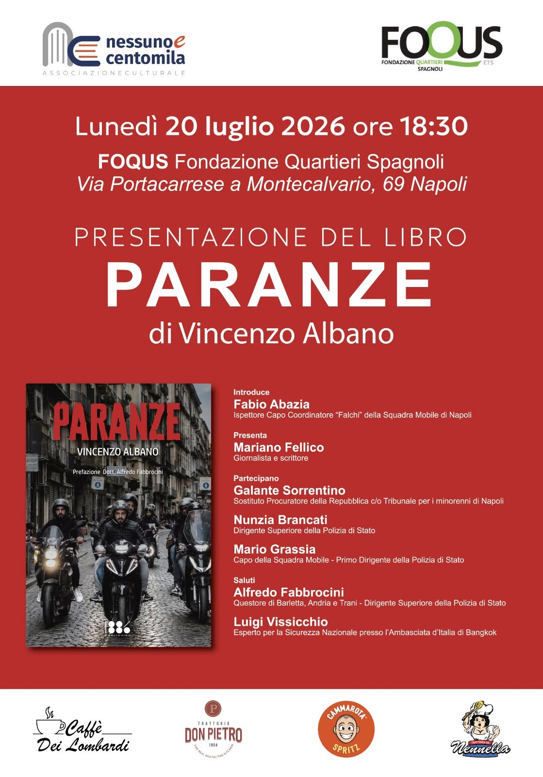 Locandina: Paranze · Vincenzo Albano · 20 luglio 2026 · ore 18:30
