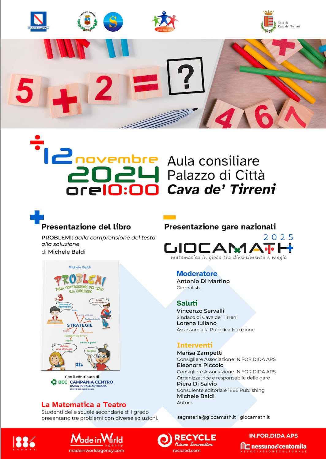 Locandina: Problemi · Michele Baldi / GiocaMath 2025 · 12 novembre 2024 · ore 10:00