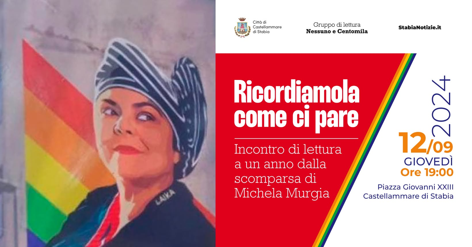 Locandina: Ricordiamola come ci pare · Michela Murgia · 12 settembre 2024 · ore 19:00
