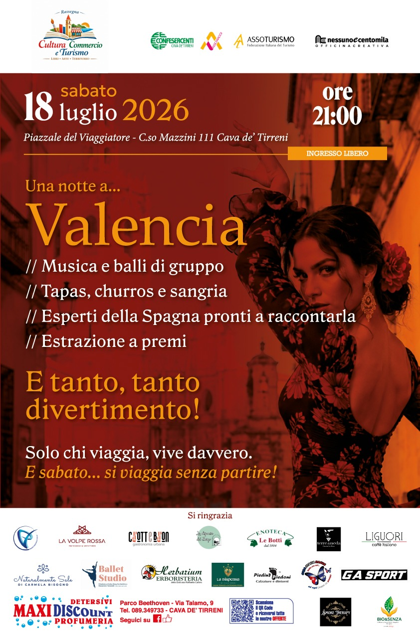 Locandina: Una notte a Valencia · 18 luglio 2026 · ore 21:00